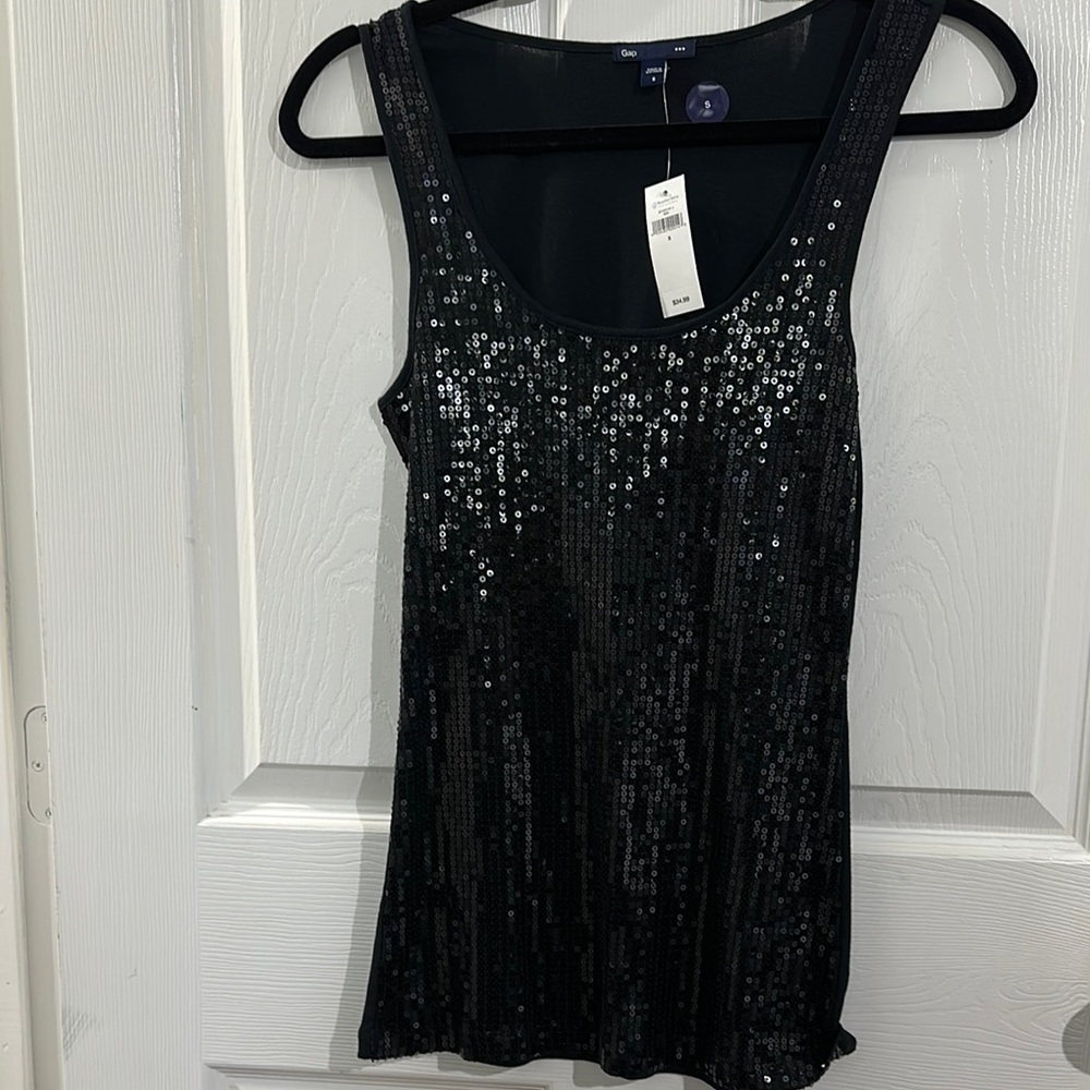 GAP Black Sequin Sleeveless Tank Top